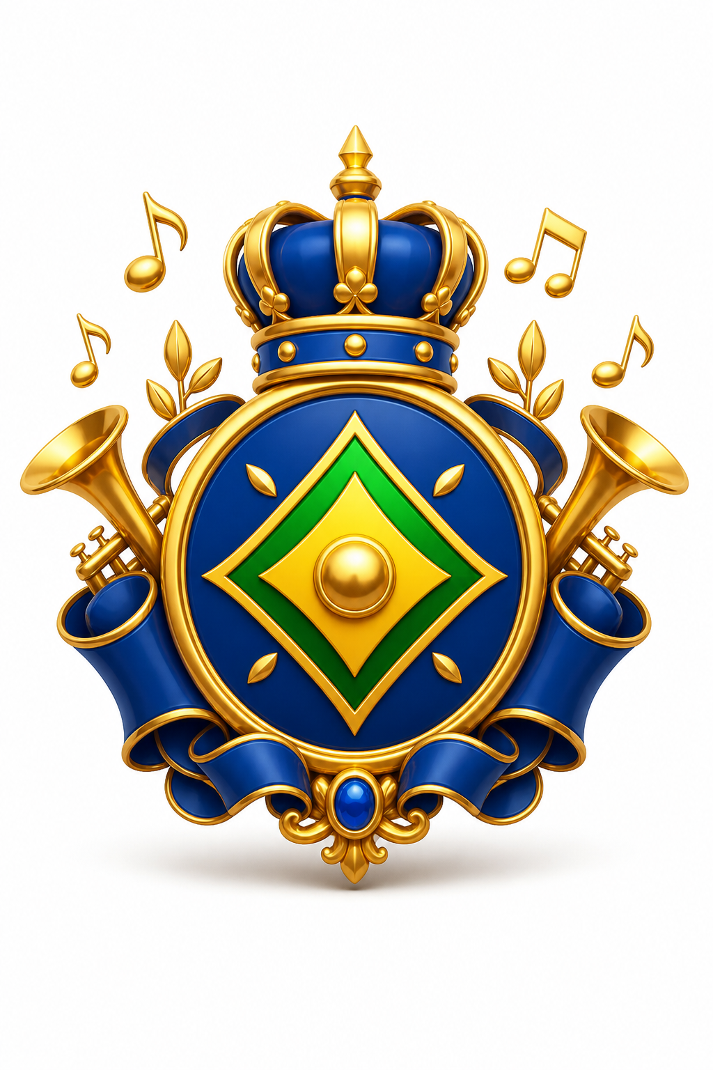 Brasão azul e dourado da Música Nacional